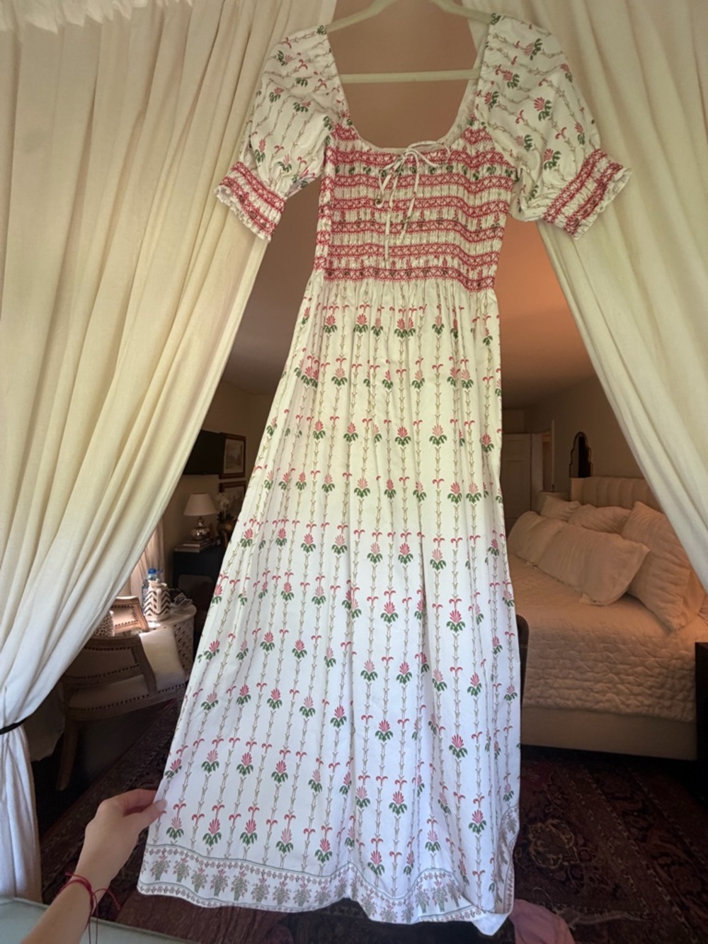 Hill House Madeline Nap Dress- White Trailing Fern Print